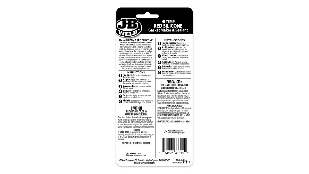 Hi-Temp Red Silicone Gasket Maker & Sealant