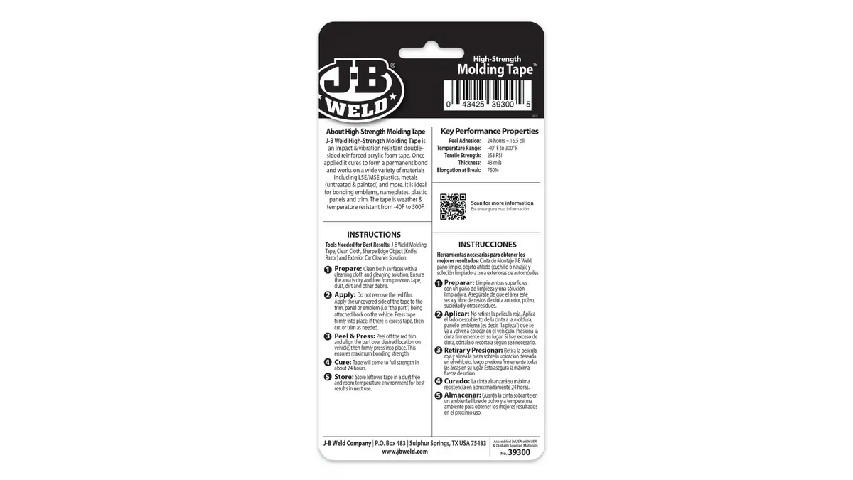 High-Strength Molding Tape 0.5" x 5'